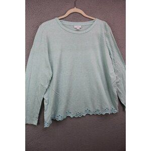 J. Jill Long Sleeve Green Tunic-Size Large-Stretch-Embroidered Trim